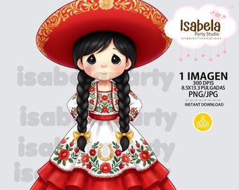 Charra Girl PNG, Mexican Baby Shower Clipart, First Communion Digital Download, Watercolor Escaramuza, Bautizo Girl Art, Sublimation Design