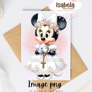 Minnie Mouse Clipart, Minnie png, Minnie Mouse png, Minnie primera comunión, Minnie comunión, acuarela sublimación