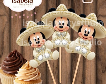 Charro baby, Cupcake Toppers, Printable charro boy, charro toppers, download, cut and print! PDF, charro cupcake decorations