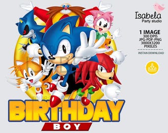 Cake topper Sonic, sonic topper cake happy birthday, sonic labels, topper cake sonic party, instant download