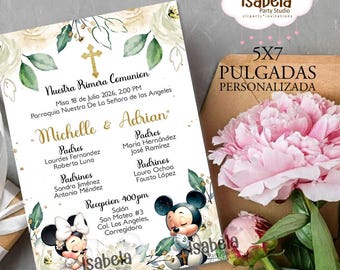 Personalized 5x7 Inch Minnie Mouse Baptism Digital Invitation