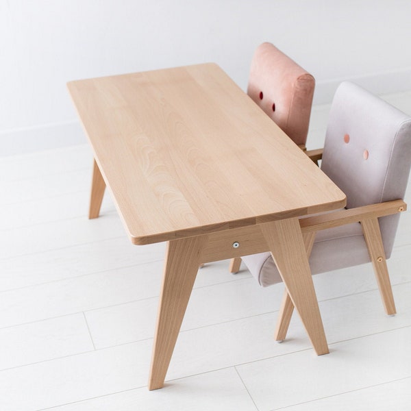 Double kids wooden table, wooden desk