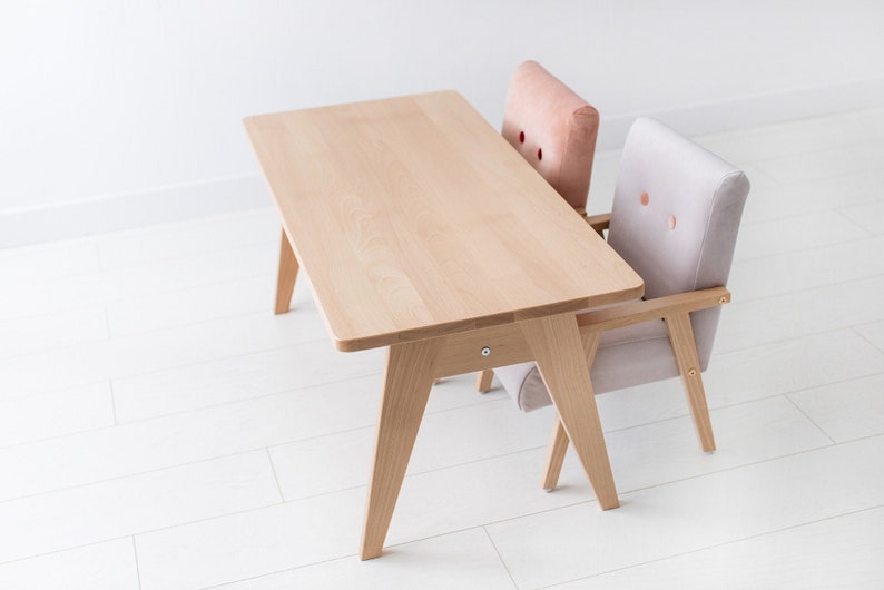 Table longue en bois TAP pour deux enfants, un bureau pour une chambre d'enfant image 1