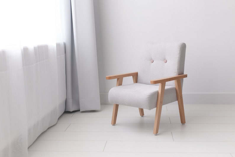 Small light grey armchair for children image 1