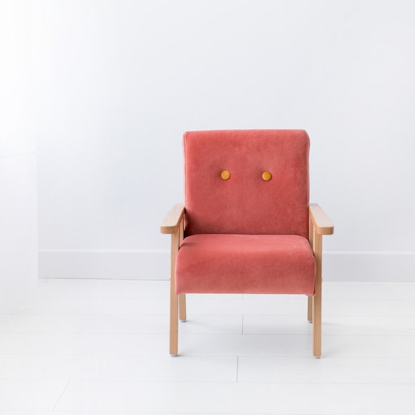 Gepolsterter Sessel für ein Kind, Farbe Aprikose