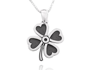 Silver Clover Necklace, Lucky Clover - Good Luck Jewelry, Shamrock Necklace, Four Leaf Clover, Gifts for her