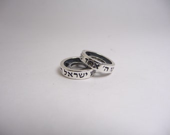Duże koła ze srebra próby 925, hebrajskie imię Kabbalah Błogosławieństwa Shema Israel Bead, biżuteria kabała, bransoletka z zawieszkami