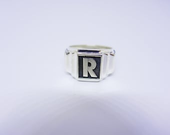 Monogram ring. Sterling silver ring. Silver monogram ring. Signet silver ring. Personalized signet ring. Monogram men ring.