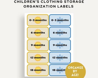 Cute Children's Clothing Organization Storage Labels Printable Clothing Size Labels
