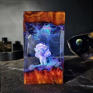Alolan Vulpix Lamp Resin Nightlight, Handcrafted Resin Light, Streamer Desk Backdrop, For Valentine Desk Displays, Cinematic Backlight, LED