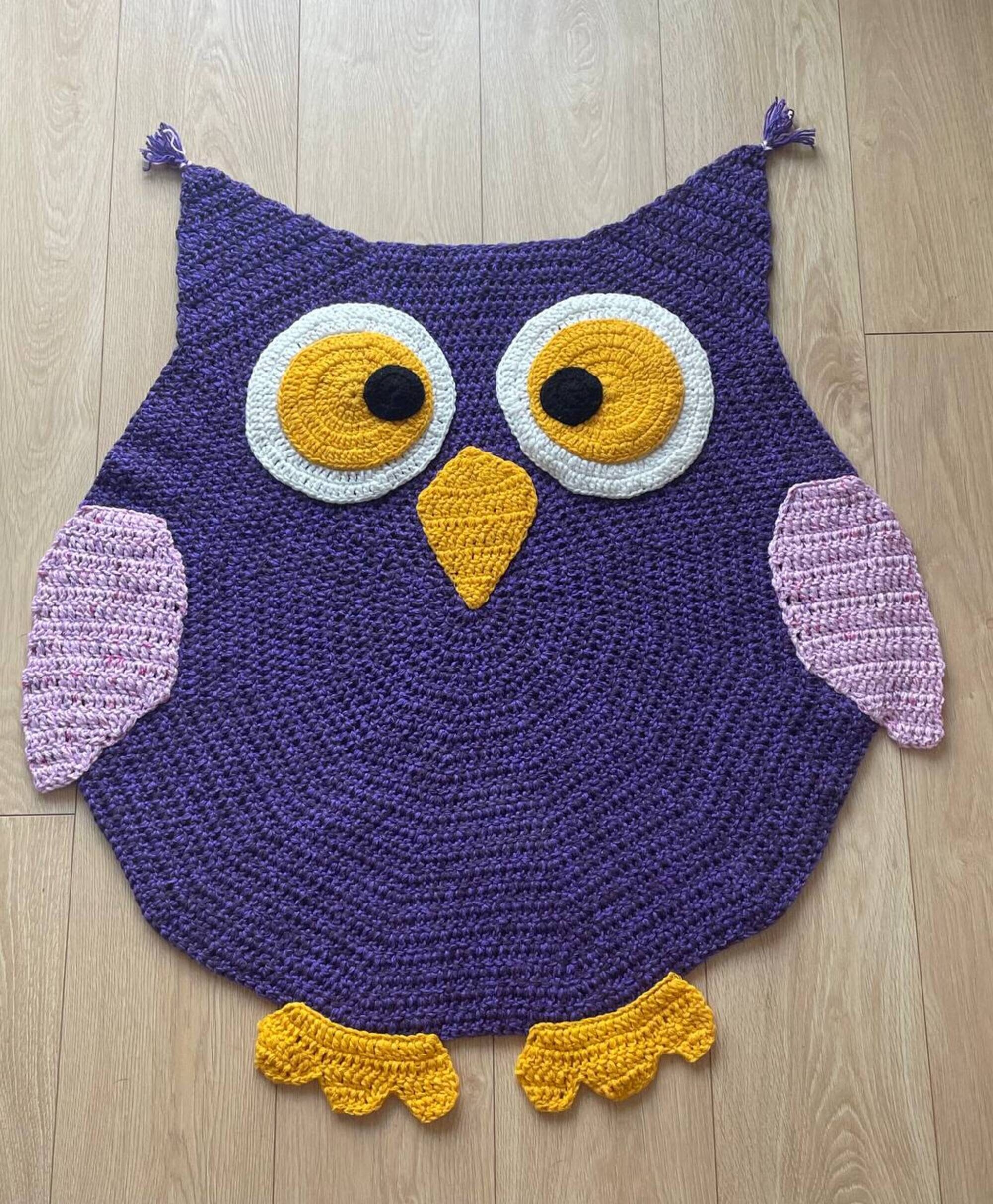 Owl Carpet, Crochet Rug in Nursery, Baby Room Decor