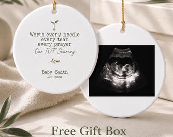 Ivf Ornament Baby Pregnancy Gift Sonogram Keepsake Ceramic Ultrasound Photo Memorial Miscarriage Remembrance Tribute Hanging Nursery