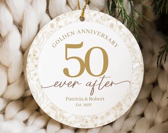 Personalized 50th Wedding Anniversary Ornament, Golden Anniversary Gift for Couple, Parents or Grandparents, 50 Years Together Keepsake