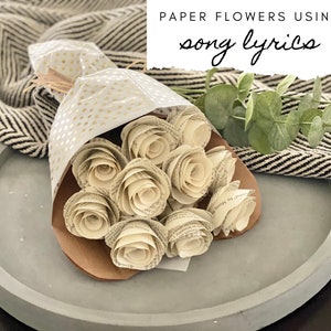 Custom Song Lyrics Paper Flowers, Wedding Vows, Paper Anniversary, First Anniversary, Gift for Her, Paper Roses, Song Gifts, Valentine’s Day