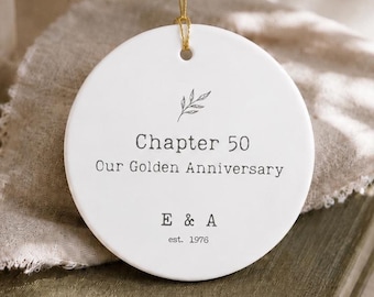 50th Anniversary Ornament Ceramic Couple Keepsake Personalized Golden Anniversary Gift Men Wedding Milestone Celebration Gift Tree Hanging