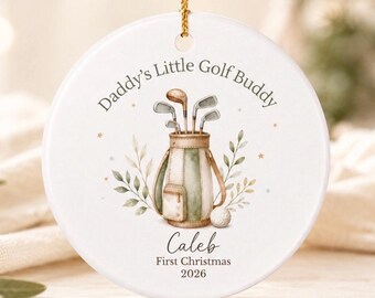 Personalized Baby First Christmas Ornament, Daddy’s Little Golf Buddy, Golf Dad Gift, Baby Boy Keepsake
