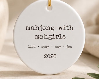 Personalized Mahjong Ornament, Mahjong Gift for Women, Mahj Group Christmas Ornament, Mahjong Friends Gift, Custom Mah Jongg Ornament