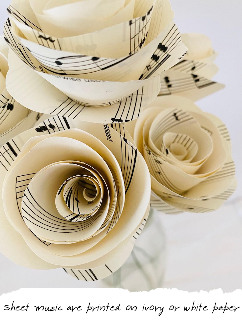 Romantic Wedding Song Keepsake Personalized First Dance Gift Custom Sheet Music Paper Rose Artwork Anniversary Present Music Lover Gift Valentine Day Surprise Sentimental Bridal Memento Paper Flower Art Wedding Celebration Gift Paper