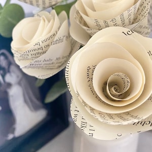 Custom Song Lyrics Paper Flowers, Wedding Vows, Paper Anniversary, First Anniversary, Gift for Her, Paper Roses, Song Gifts, Valentines Day image 8