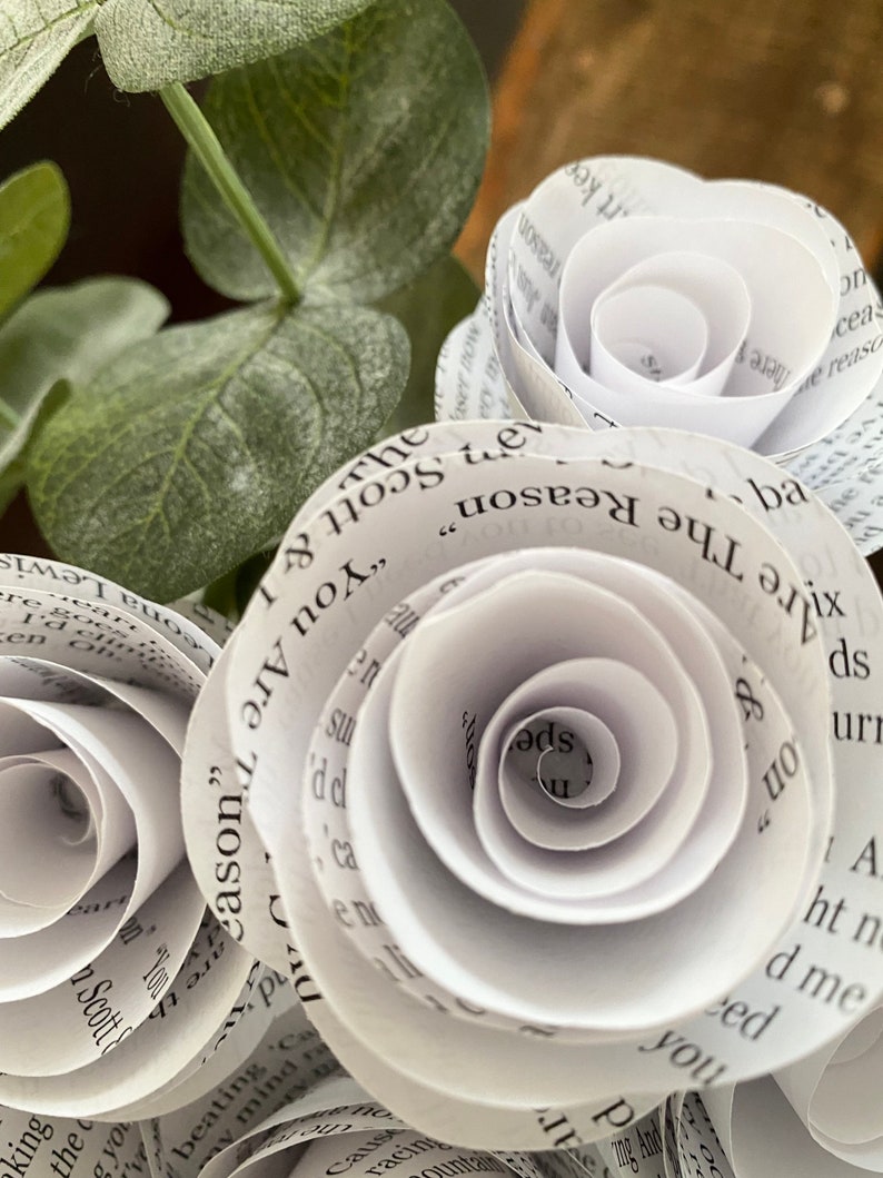 Custom Song Lyrics Paper Flowers, Wedding Vows, Paper Anniversary, First Anniversary, Gift for Her, Paper Roses, Song Gifts, Valentines Day image 9