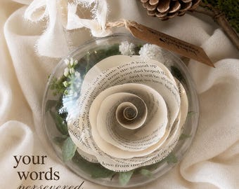 Personalized Ornament First Anniversary Gift Paper Flower Wedding Gift Vows Song Lyric First Christmas Married Wedding Song Ornament