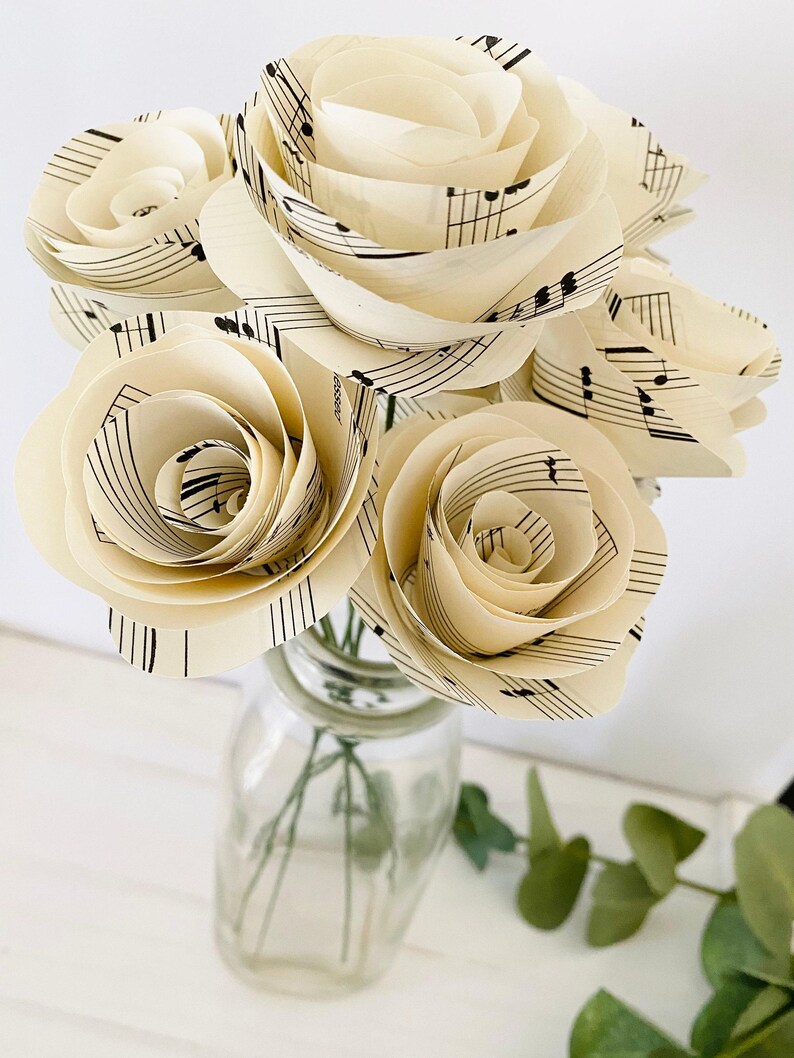 Piano Teacher Gift First Dance Song Personalized Gift Wedding Song Paper Anniversary Music Lover Piano Recital Custom Sheet Music Paper Rose image 10