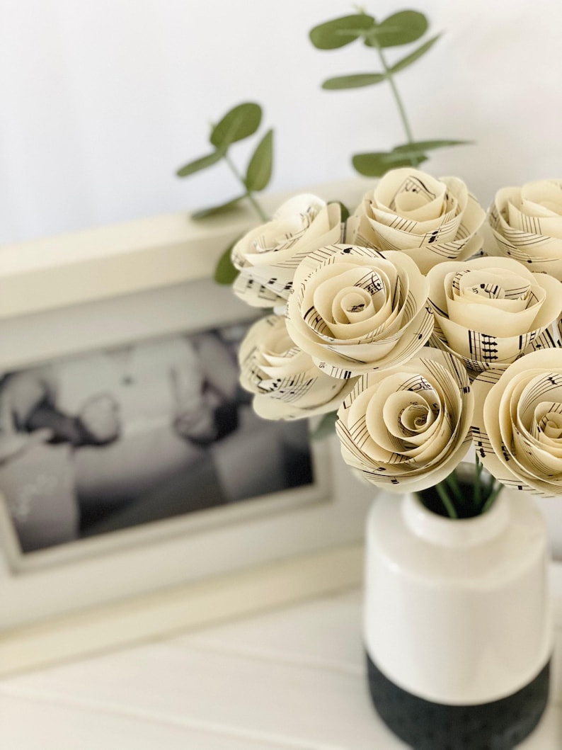 Piano Teacher Gift First Dance Song Personalized Gift Wedding Song Paper Anniversary Music Lover Piano Recital Custom Sheet Music Paper Rose image 8