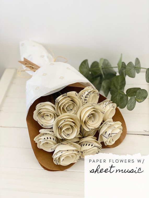 Piano Teacher Gift First Dance Song Personalized Gift Wedding Song Paper Anniversary Music Lover Piano Recital Custom Sheet Music Paper Rose
