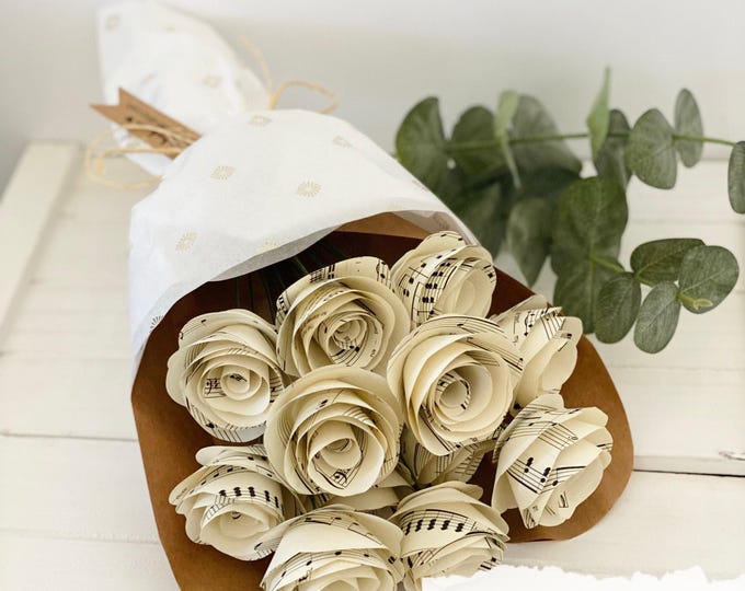Piano Teacher Gift First Dance Song Personalized Gift Wedding Song Paper Anniversary Music Lover Piano Recital Custom Sheet Music Paper Rose