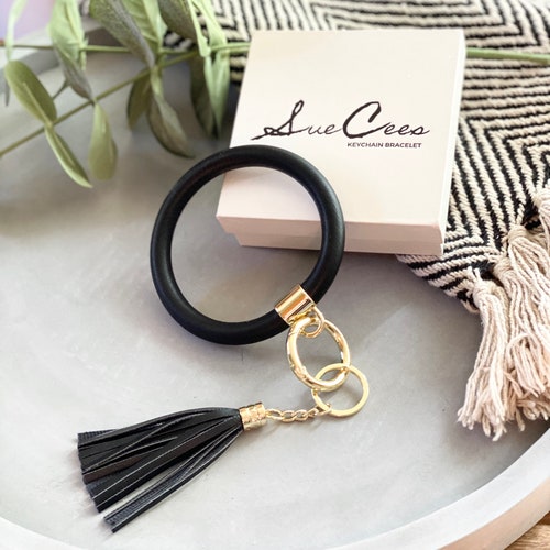 Keychain Bracelet Leather Bangle Key Ring Wristlet Bracelet Etsy