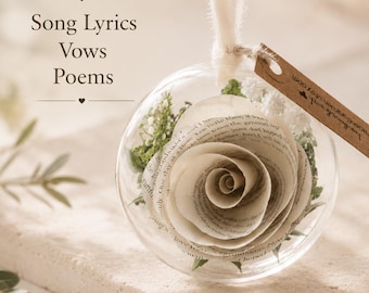 Paper Anniversary Gift First Dance Song Lyric Rose Bouquet Wedding Vow Keepsake Ornament Christmas Ball Personalized Couple Newlywed Memento