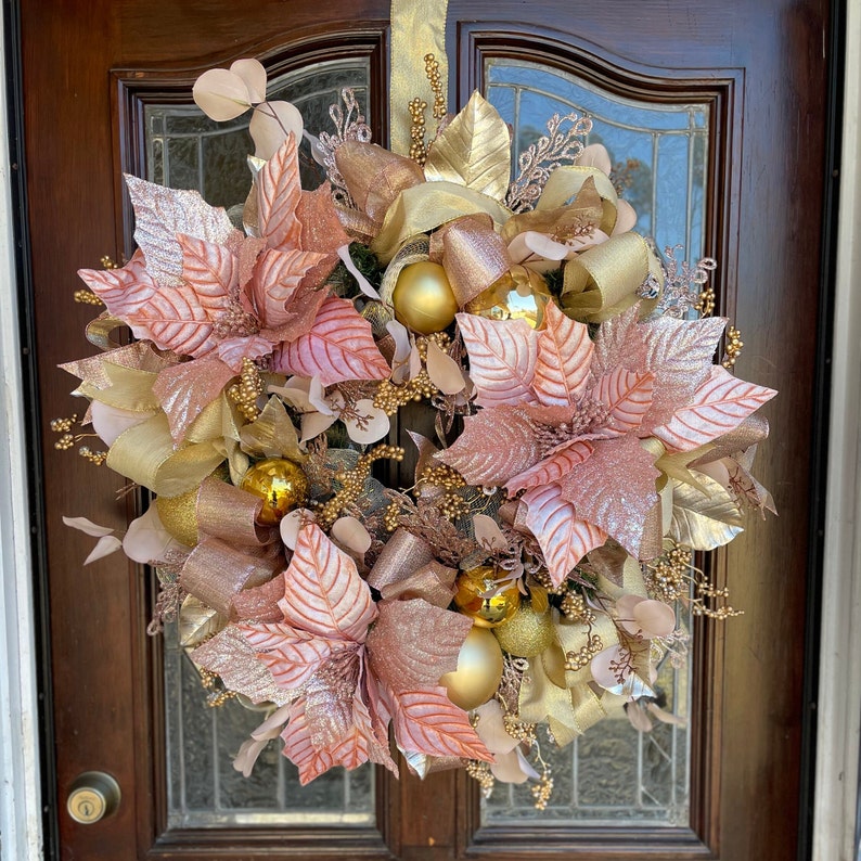 GLAM CHRISTMAS WREATH by Ramon at Home Peach and Gold Etsy UK