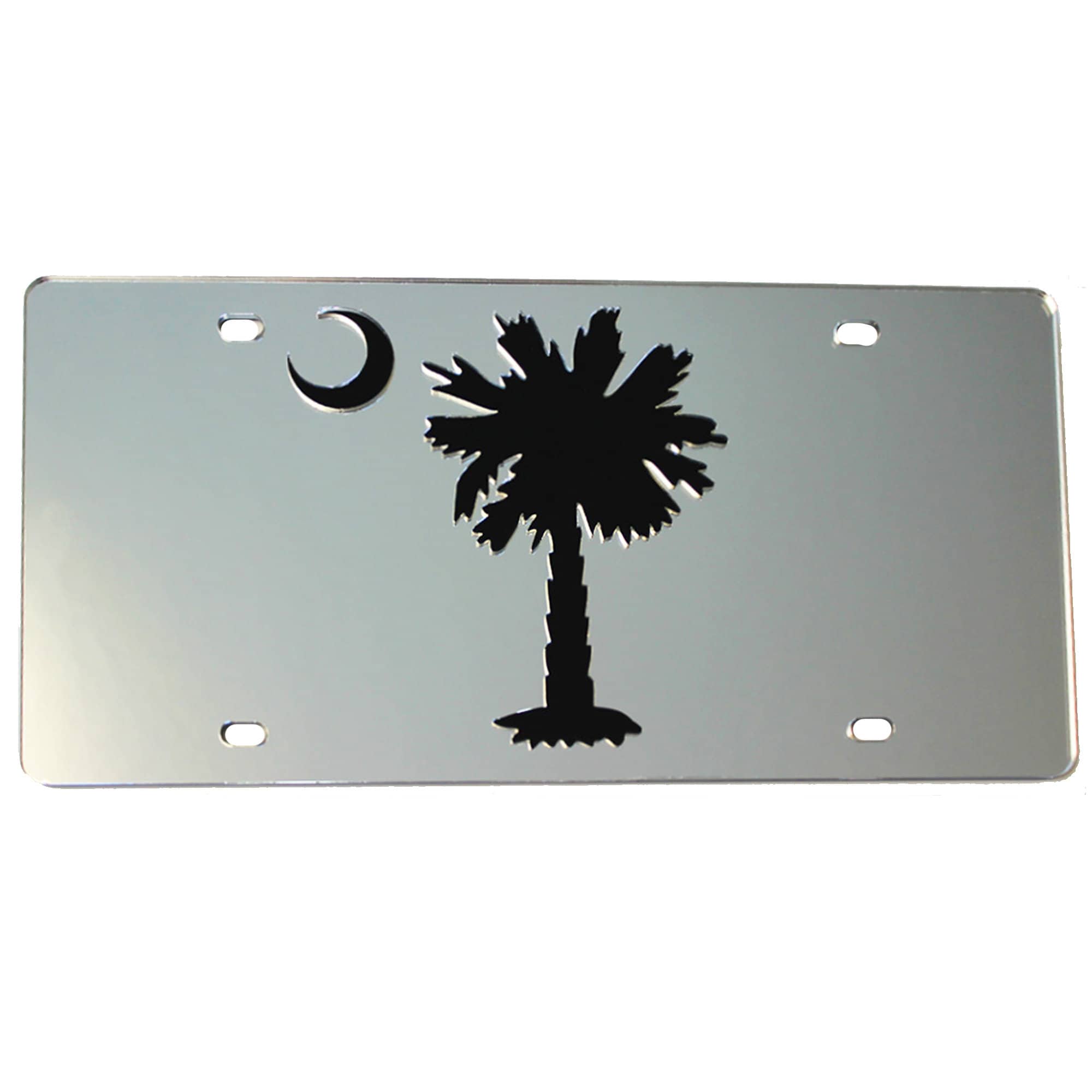 License Plate South Carolina Palmetto Tree Mirrored Acrylic Car Tag