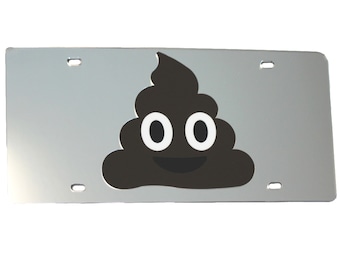 License Plate Emoji Poo Mirrored Acrylic Car Tag