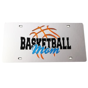 License Plate Basketball Mom Mirrored Acrylic Car Tag