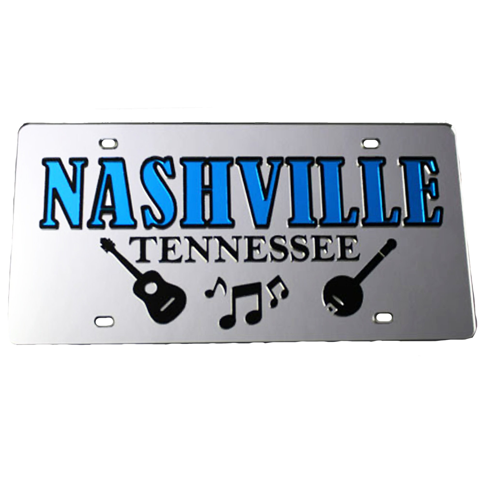 License Plate Nashville Tennessee Music Notes Mirrored Acrylic Etsy