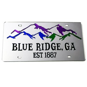 License Plate Georgia Blue Ridge Mountains Acrylic Mirrored Car Tag