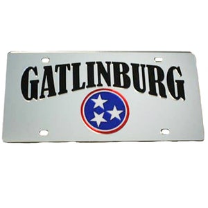License Plate Tennessee Tri Star with City Mirrored Acrylic Car Tag