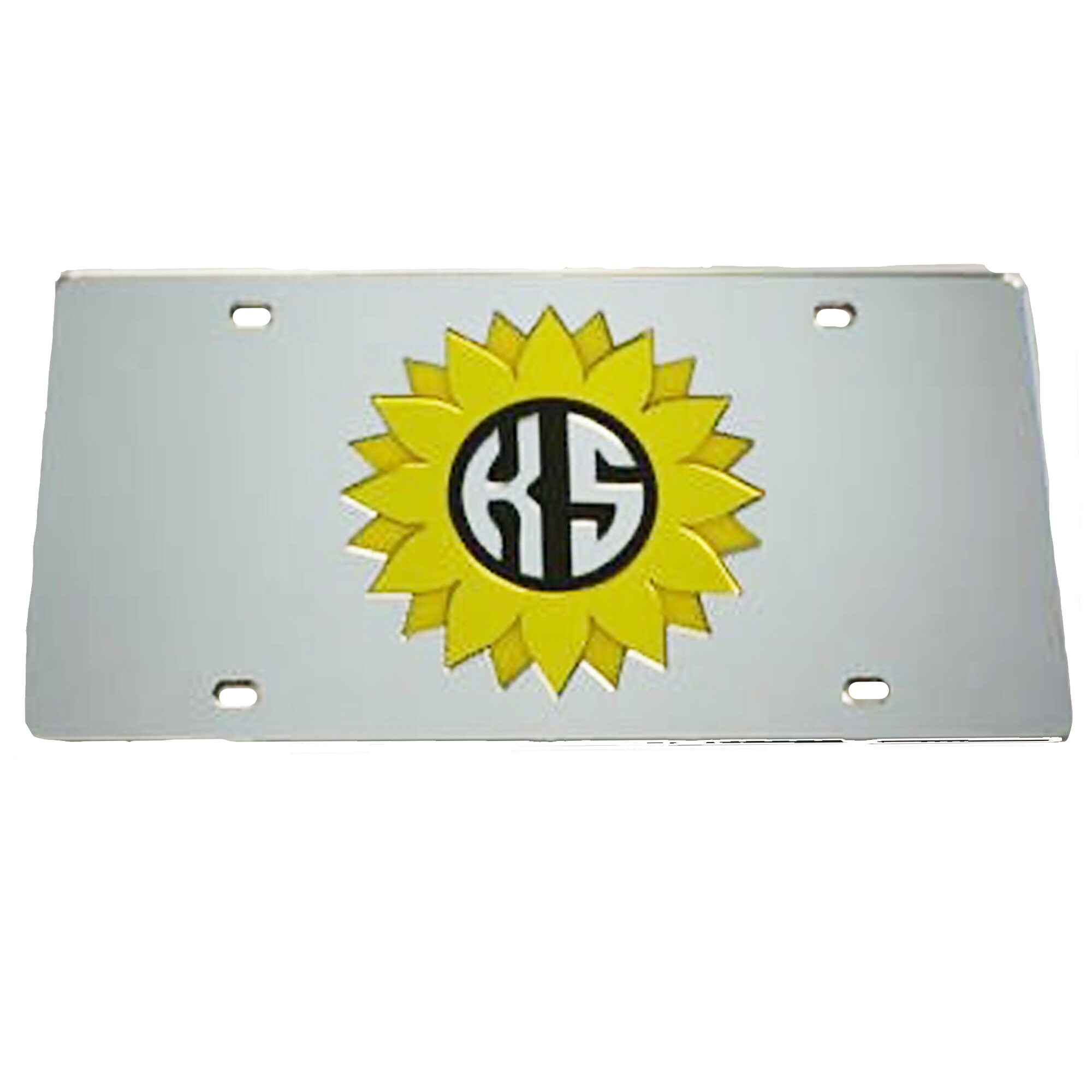 License Plate Kansas Sunflower Mirrored Acrylic Car Tag Etsy