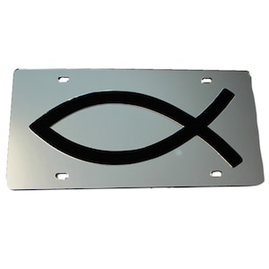 License Plate Christian Fish Mirrored Acrylic Car Tag