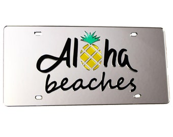 License Plate Aloha Beaches Acrylic Car Tag