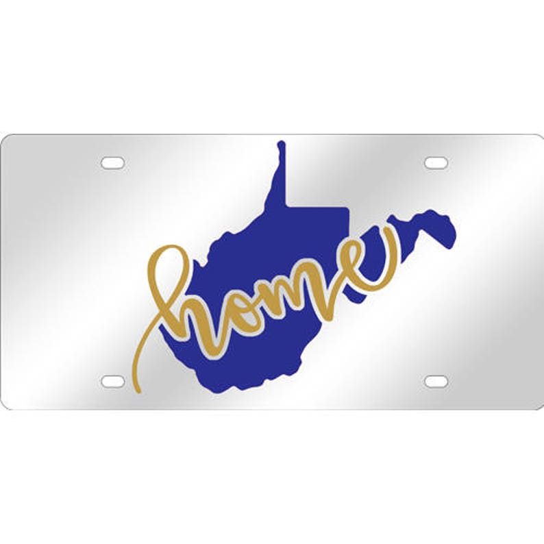 License Plate West Virginia Home Mirrored Acrylic Car Tag Etsy