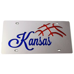 License Plate Kansas Baskeball Mirrored Acrylic Car Tag
