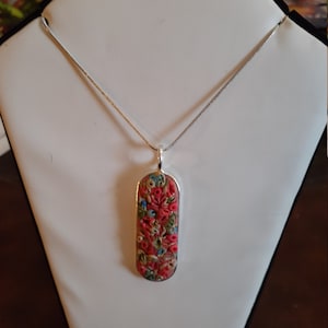 Polymer Clay Necklace/ Rose Garden of Eden Pendant/ Handmade Item/Gift for Women Christmas and Mother&#39;s Day/ Any Occasion.