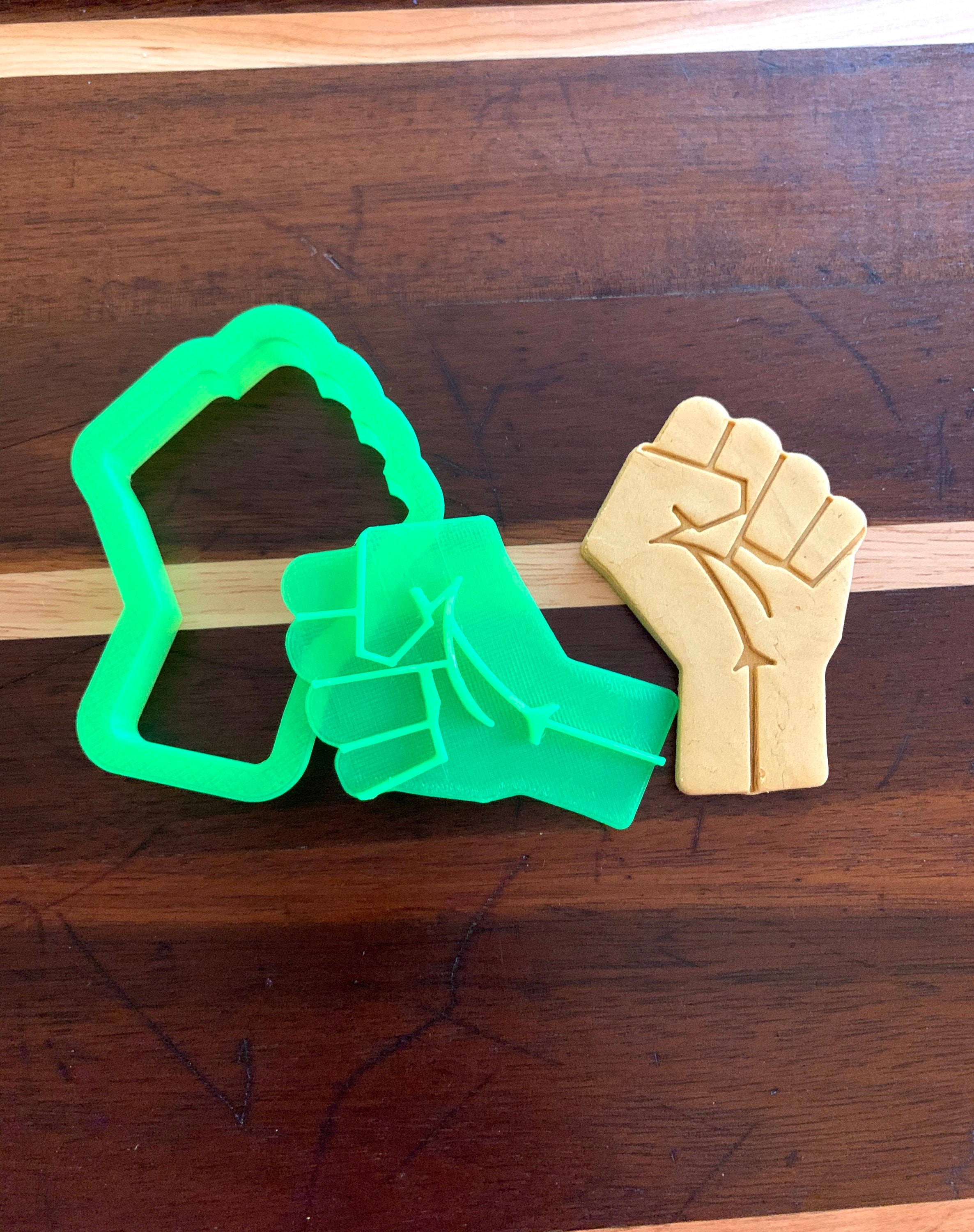 Raised Fist Cutter with Embosser with handle | Black Power Stamp with handle | Cookie Stamp | Cookie Embosser, Fondant, Clay