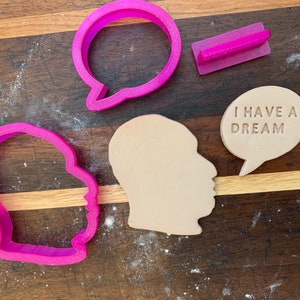 Martin Luther King Cookie Cutter with optional Stamp and speech balloon cutter