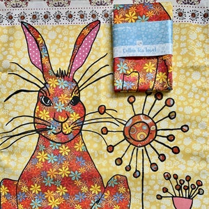 Rabbit kitchen towel, a pretty printed cotton tea towel to gift or keep by MollyMac