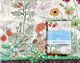 Wildflower Cotton Tea Towel: Hand-Drawn Kitchen Dish Towel