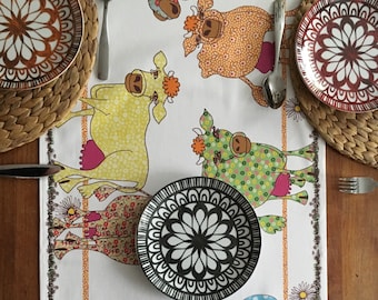 InterestPrint Table Runner 16in72in print with cute cow pattern InterestPrint Table Runner 16in72in print with cute cow pattern