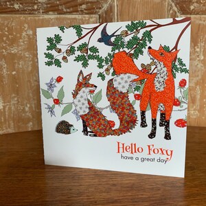 Foxy Grußkarte - innen blanko mit Spruch 'Hello Foxy have a great day.'